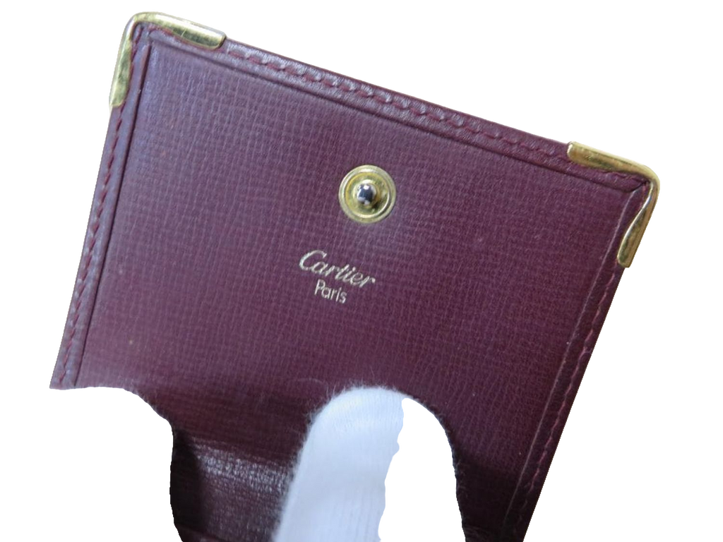 CARTIER Porte-monnaie compact cuir bordeaux
