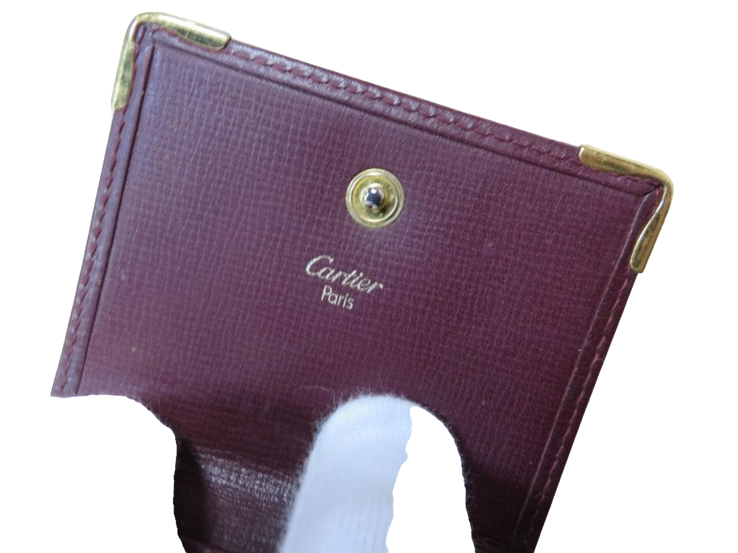 CARTIER Porte-monnaie compact cuir bordeaux
