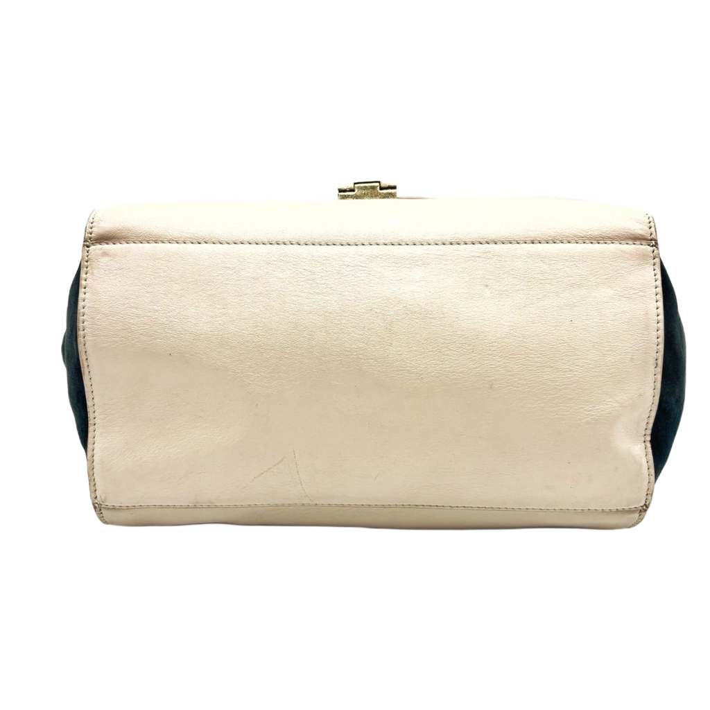CELINE trapèze Multicolore blanc & bleu marine en Cuir et daim wbandoulliere
