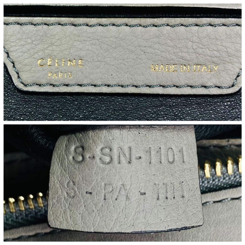 CELINE Trapeze Handbag Beige Leather Grey Suede