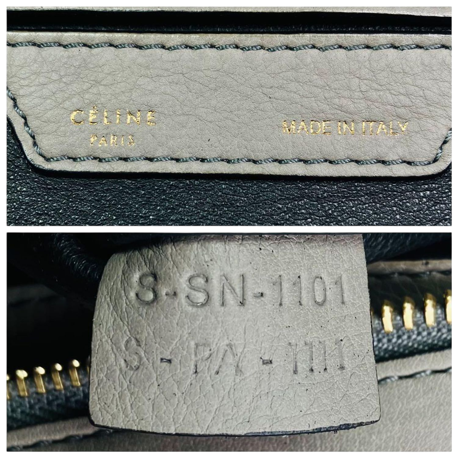 CELINE Trapeze Handbag Beige Leather Grey Suede