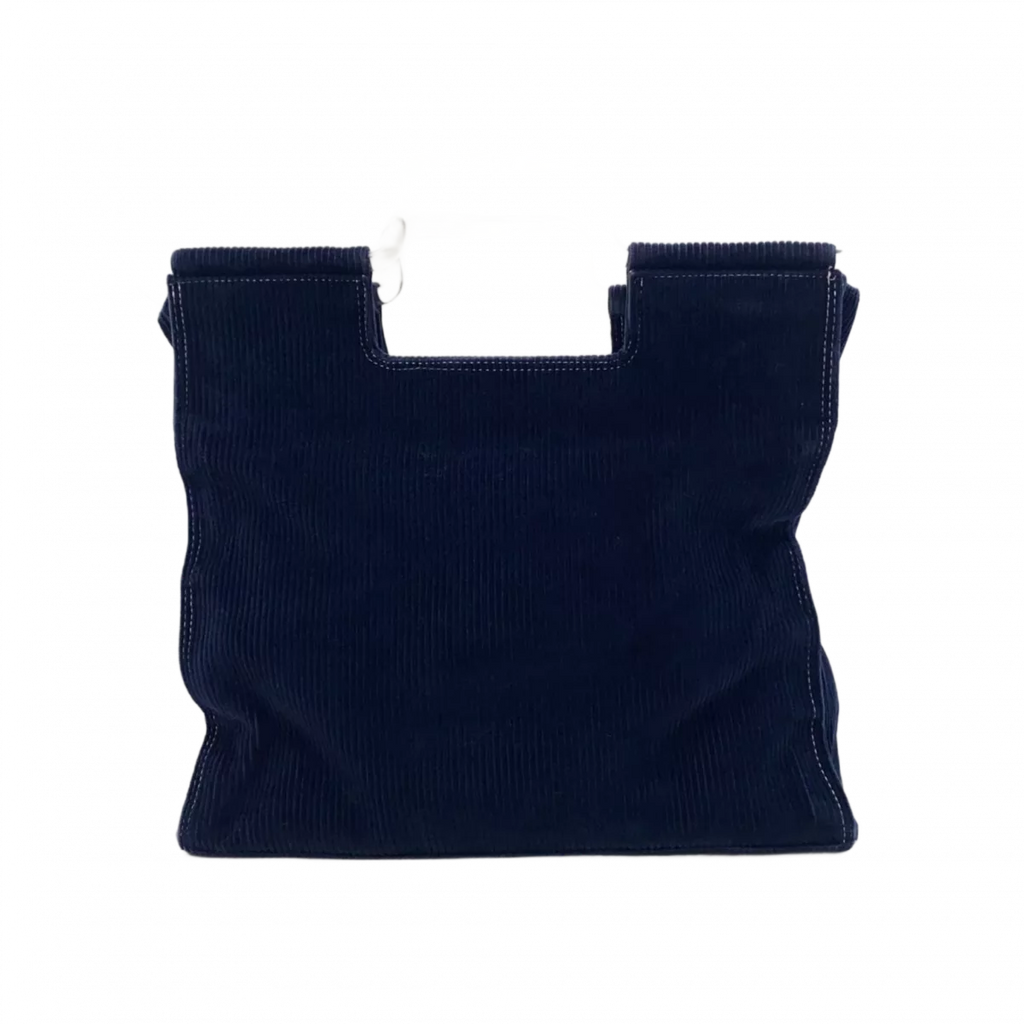 COURRÈGES sac velour bleu marine anse carré