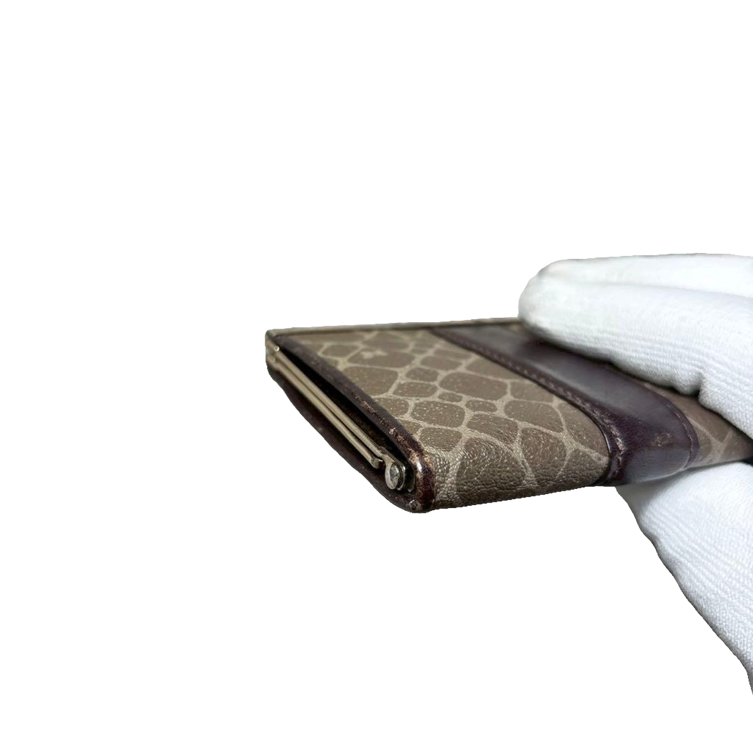 Nina Ricci Coin Purse Brown Vintage Clasp Wallet Leather
