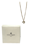Courreges Necklace Gold Silver Heart Pendant Rhinestone Vintage Paris