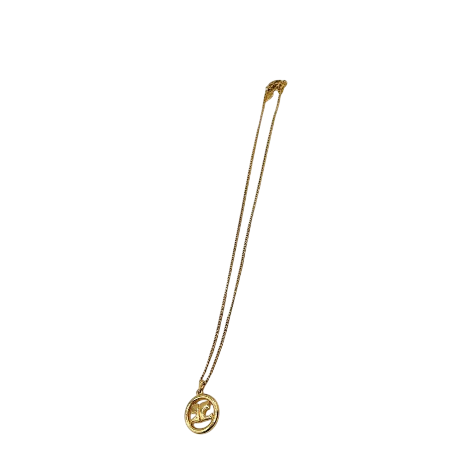 Courreges Gold Tone AC Logo Pendant Necklace