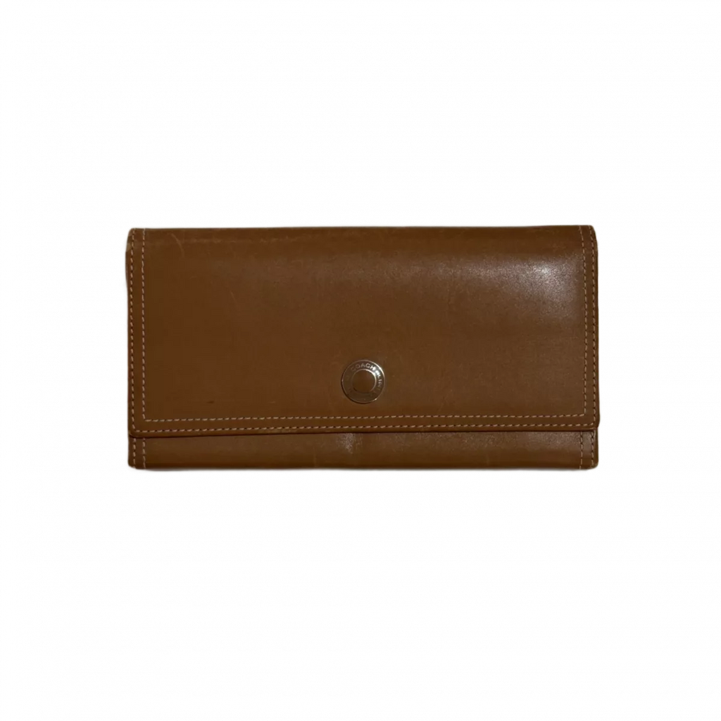 COACH Portefeuille long Camel logo COACH rond multifonction