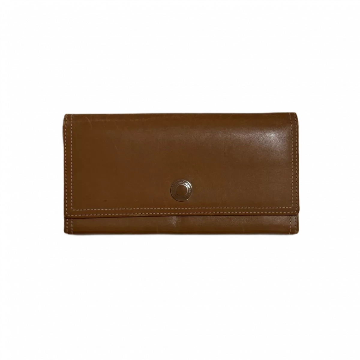 COACH Portefeuille long Camel logo COACH rond multifonction