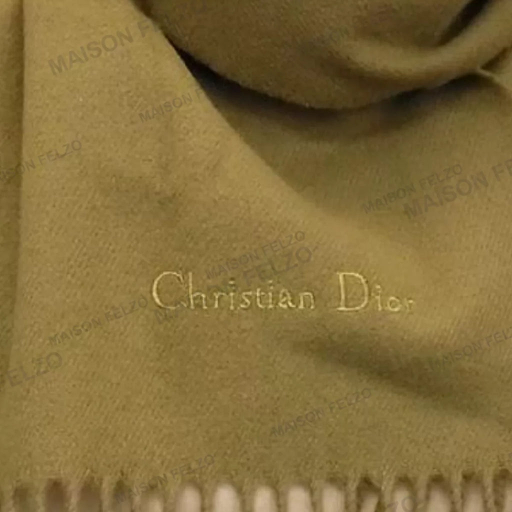 DIOR Écharpe à franges Christian Dior pour femme kaki