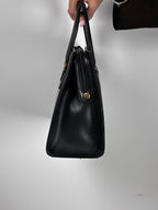 UNGARO Black City Bag with Twisted Gilt Hardware M