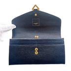 UNGARO Portefeuille Long Cuir bleu Marine / noir Fermoir Doré