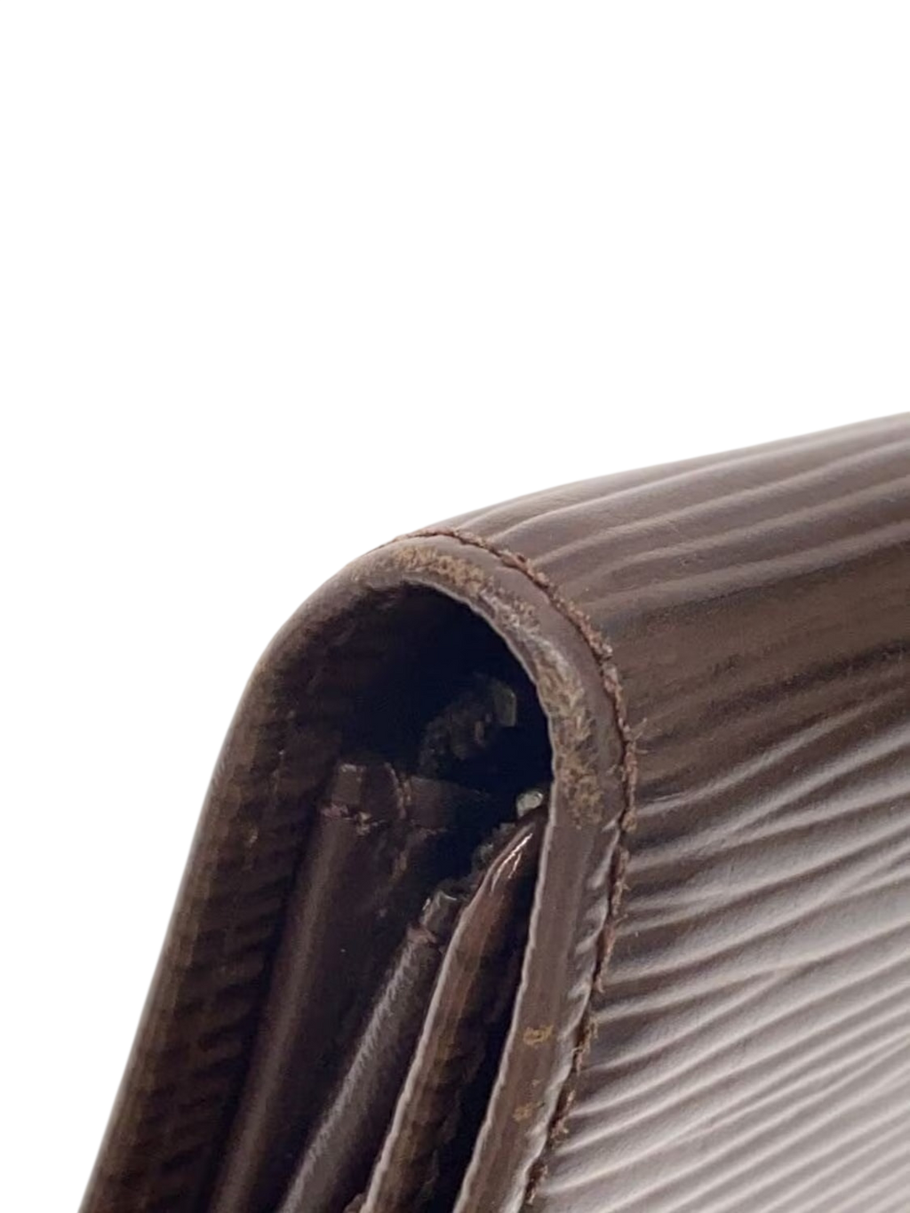 LOUIS VUITTON Portefeuille long Sarah cuir Épi marron quincaillerie dorée