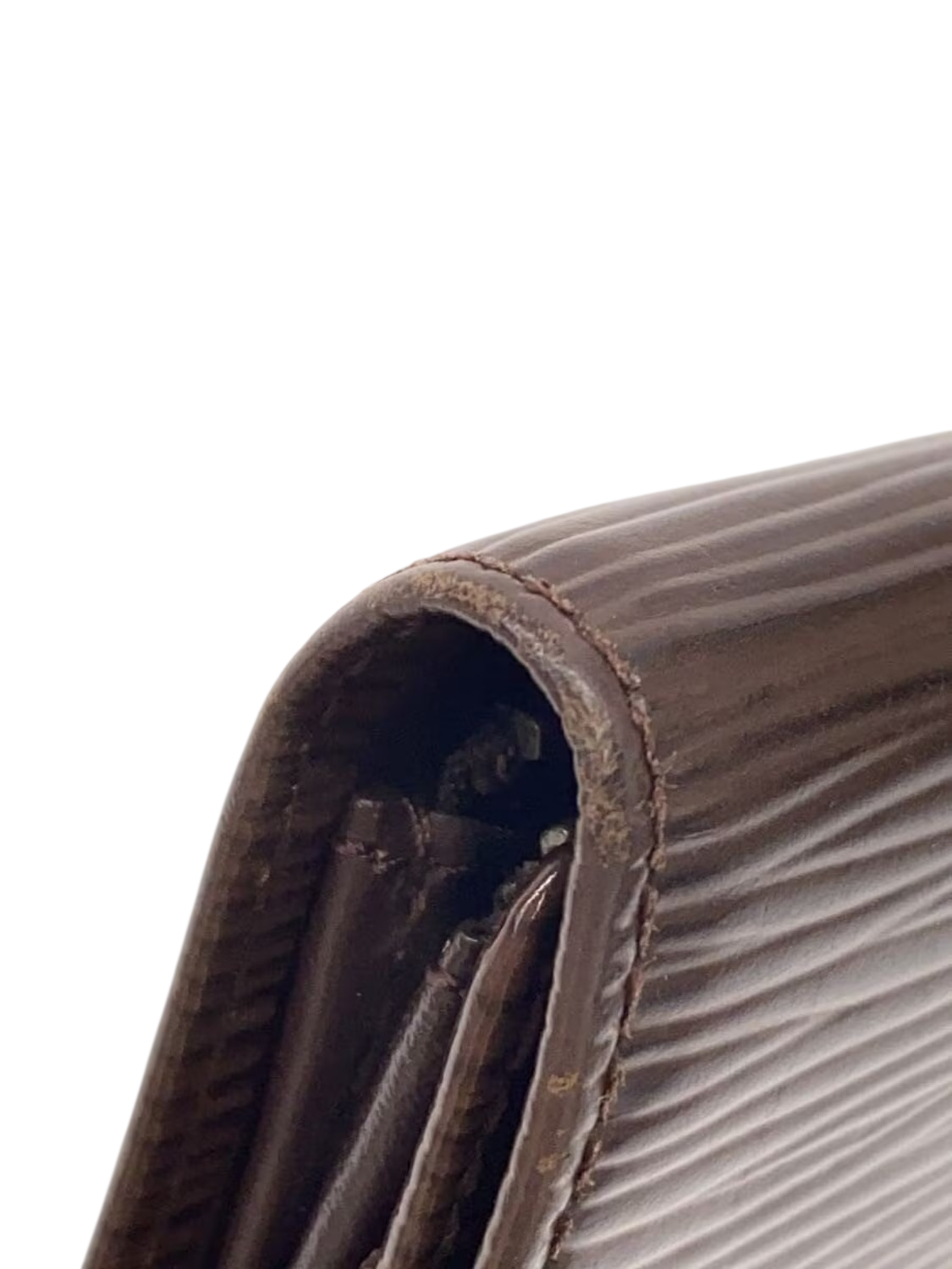 LOUIS VUITTON Portefeuille long Sarah cuir Épi marron quincaillerie dorée