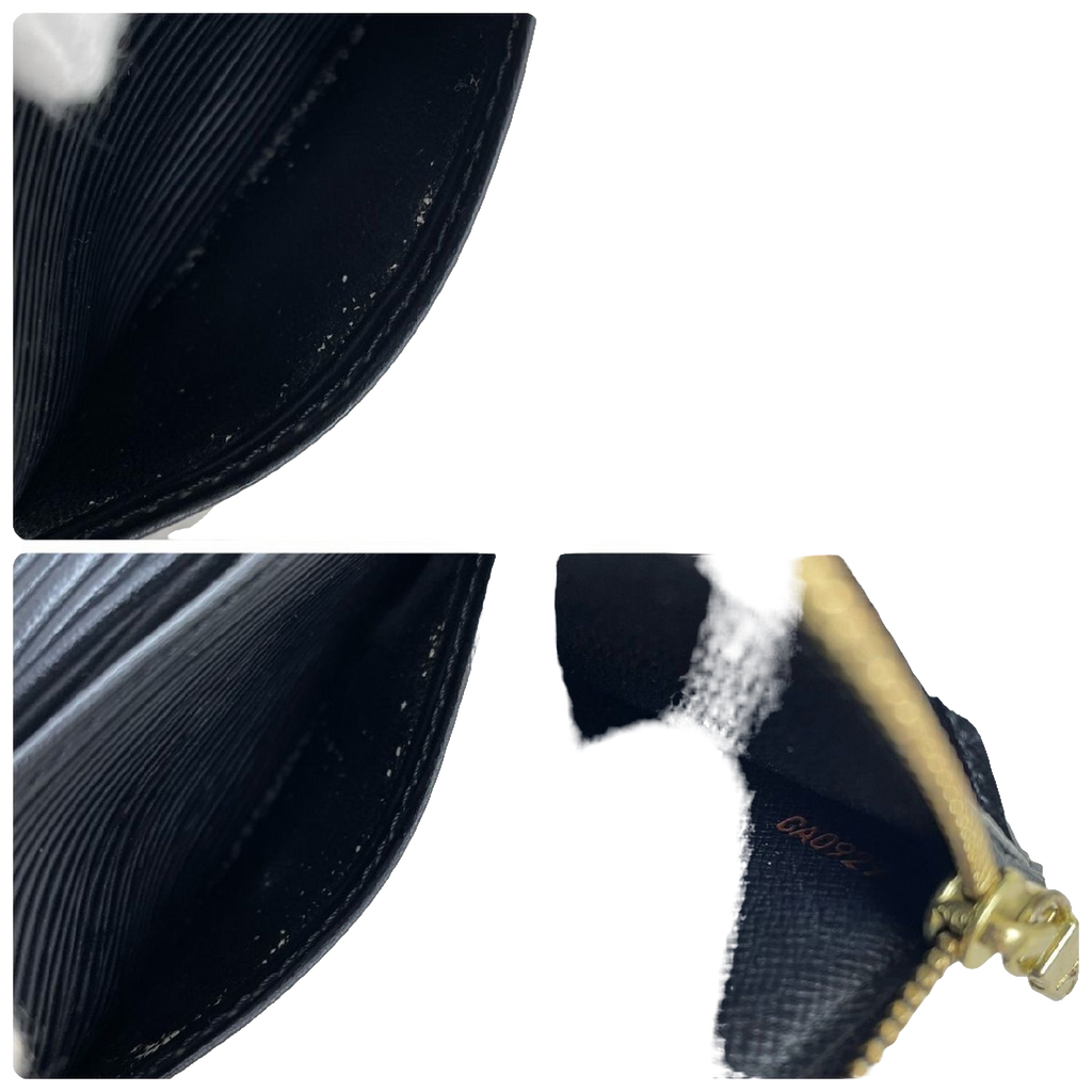 LOUIS VUITTON Portefeuille long Sarah cuir Épi noir (avec boîte)