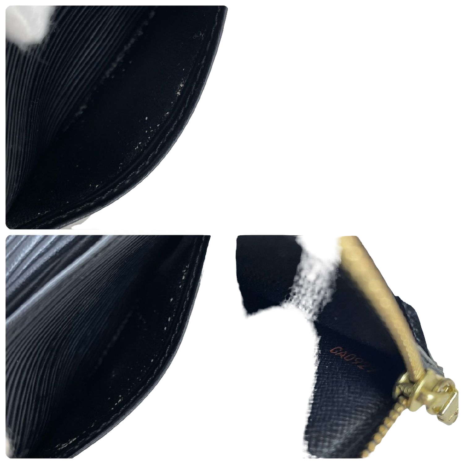 LOUIS VUITTON Portefeuille long Sarah cuir Épi noir (avec boîte)