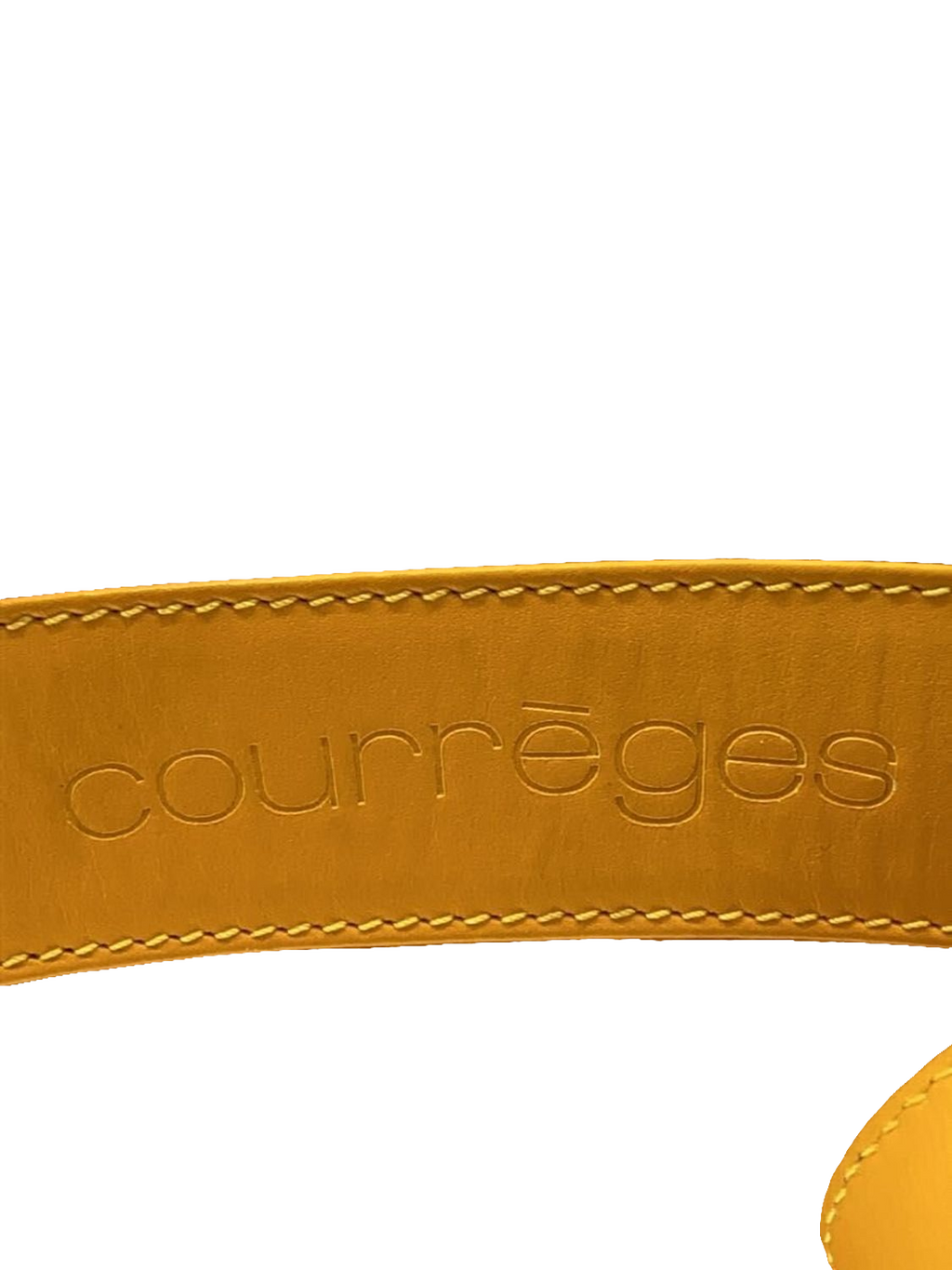 COURRÈGES Sac noé bucket bag cuir jaune moutarde