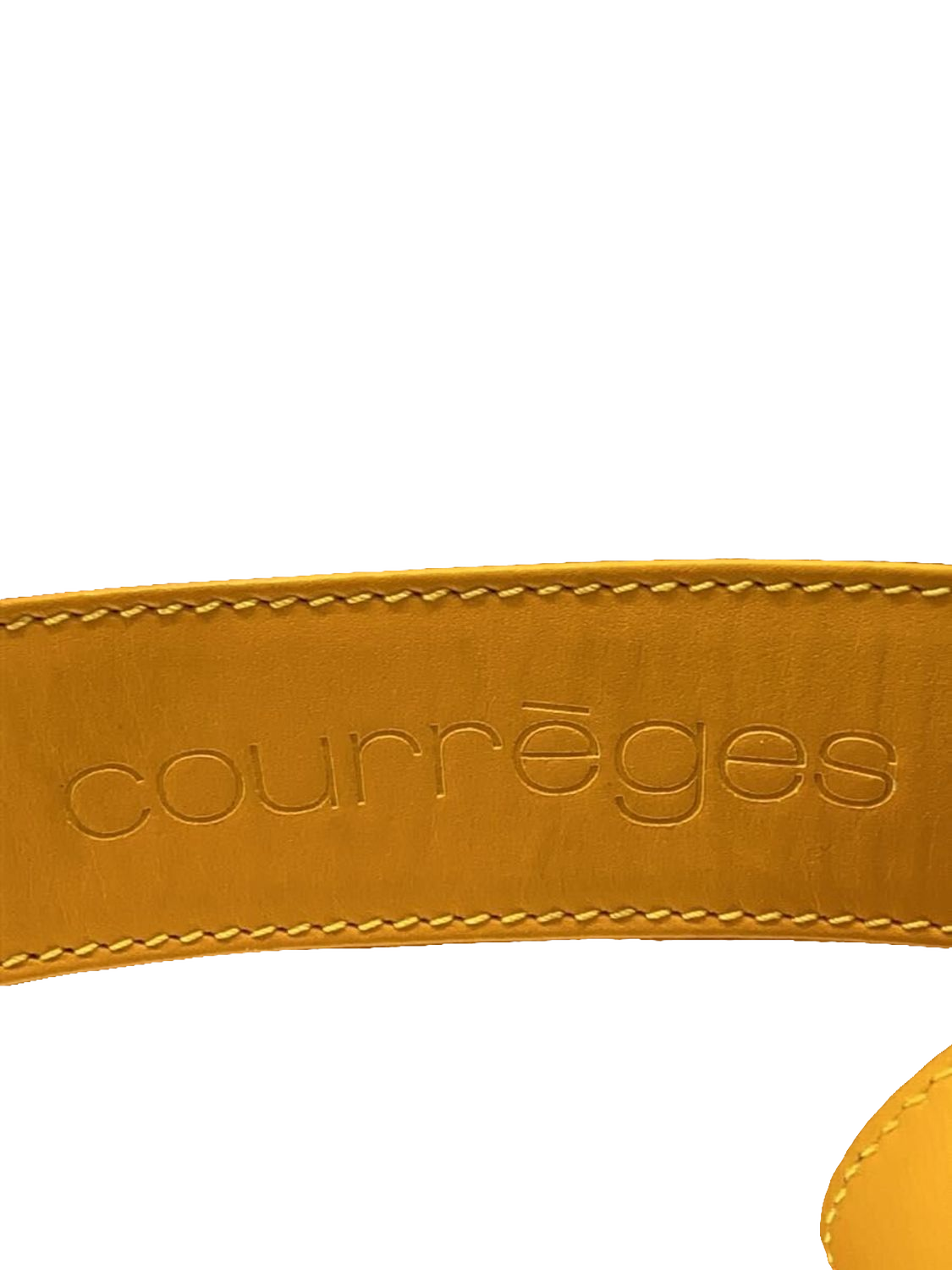 COURRÈGES Sac noé bucket bag cuir jaune moutarde