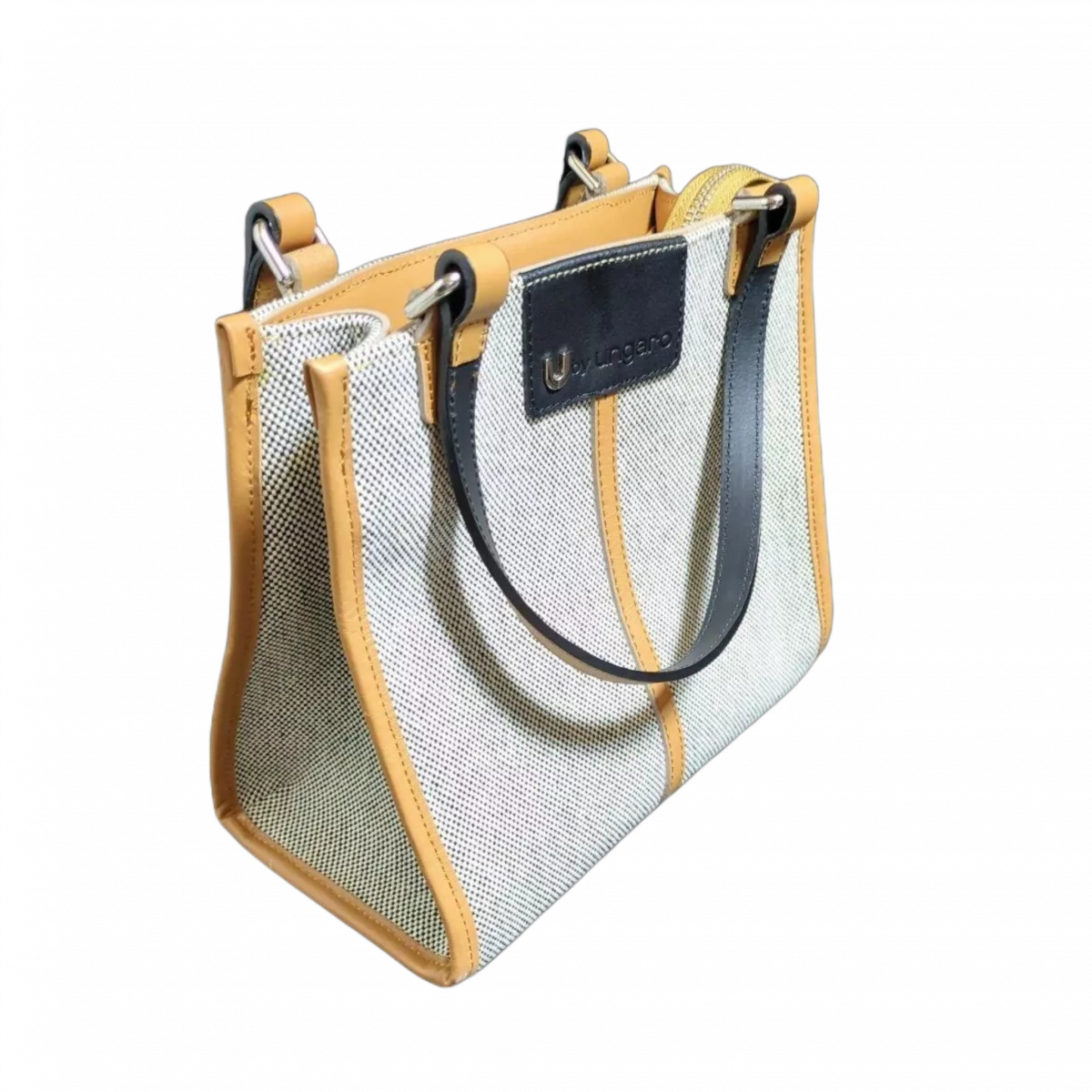 UNGARO Sac à main U by Ungaro en toile grise cuir jaune