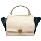 CELINE trapèze Multicolore blanc & bleu marine en Cuir et daim wbandoulliere
