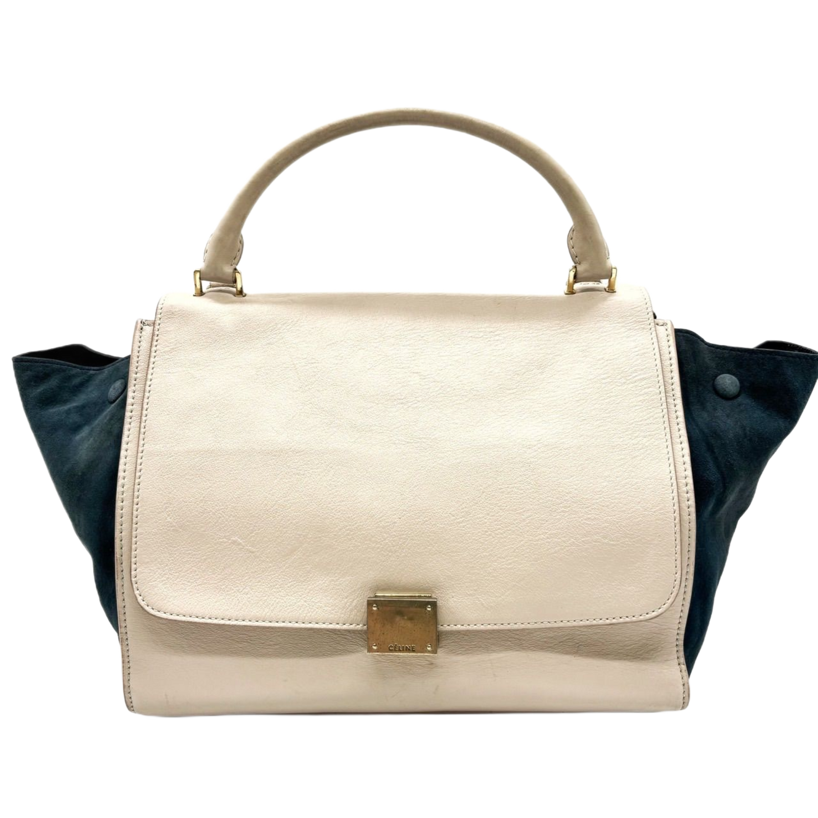 CELINE trapèze Multicolore blanc & bleu marine en Cuir et daim wbandoulliere