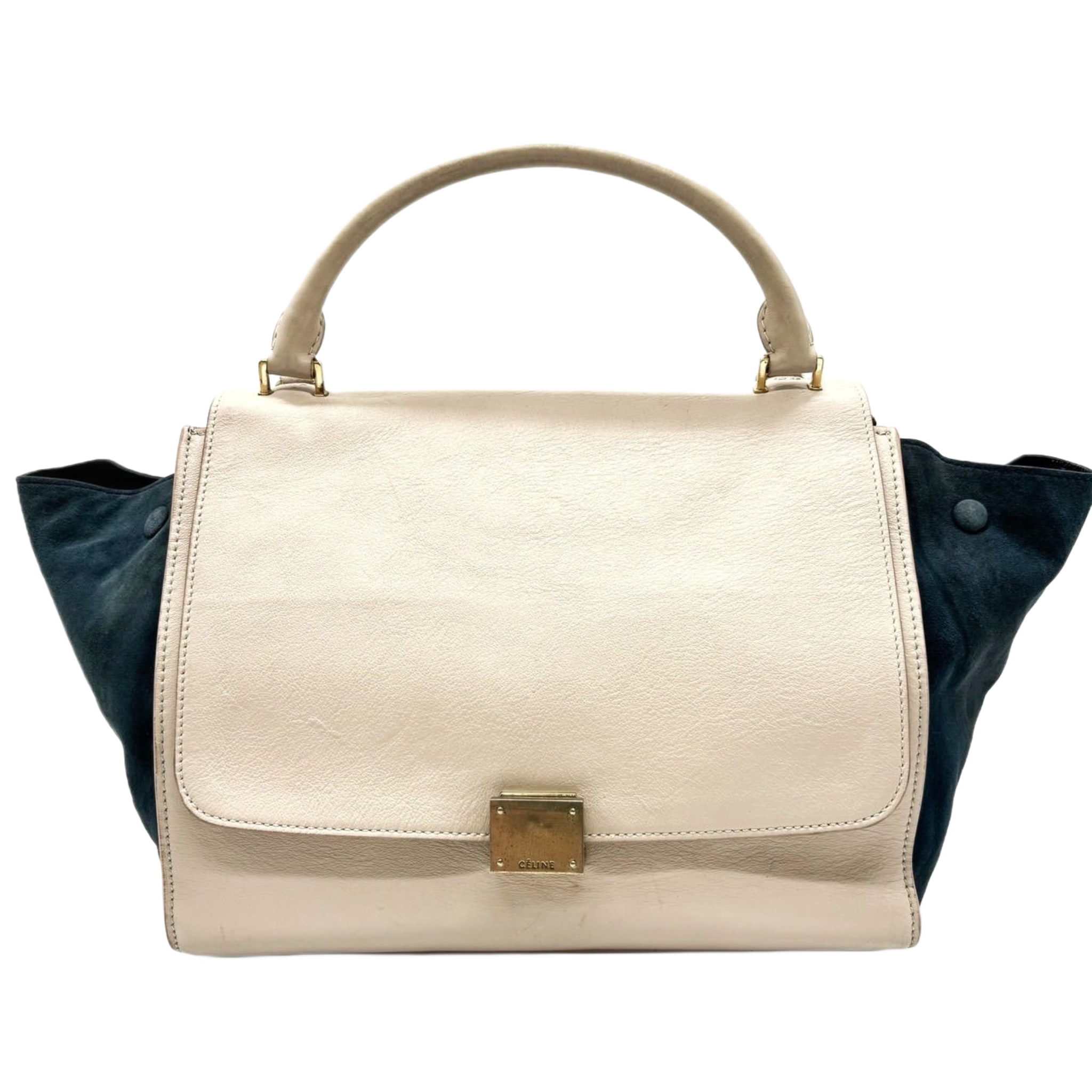 CELINE trapèze Multicolore blanc & bleu marine en Cuir et daim wbandoulliere