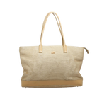 Courreges Tote Beige Canvas Leather Trim Vintage