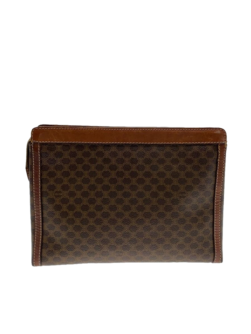 CÉLINE Pochette clutch toile Macadam marron