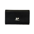 COURRÈGES Portefeuille long cuir noir logo AC bicolore