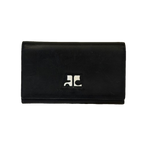 COURRÈGES Portefeuille long cuir noir logo AC bicolore