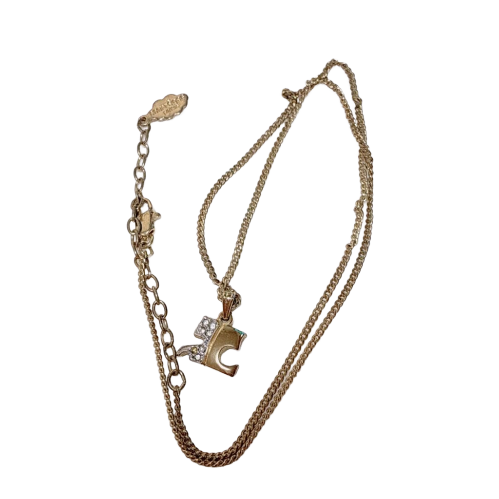 COURRÈGES Collier initiale logo ac or et strass