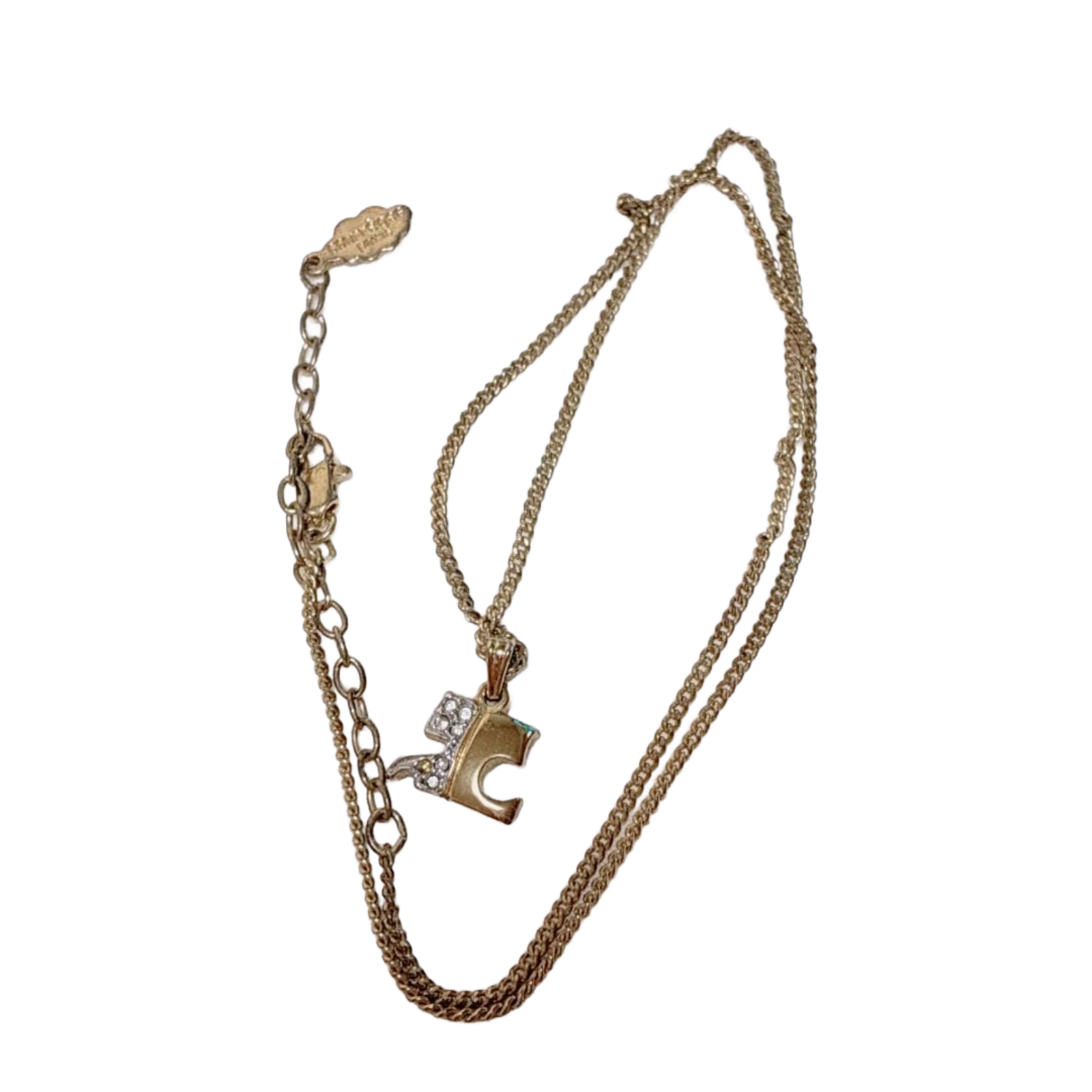 COURRÈGES Collier initiale logo ac or et strass