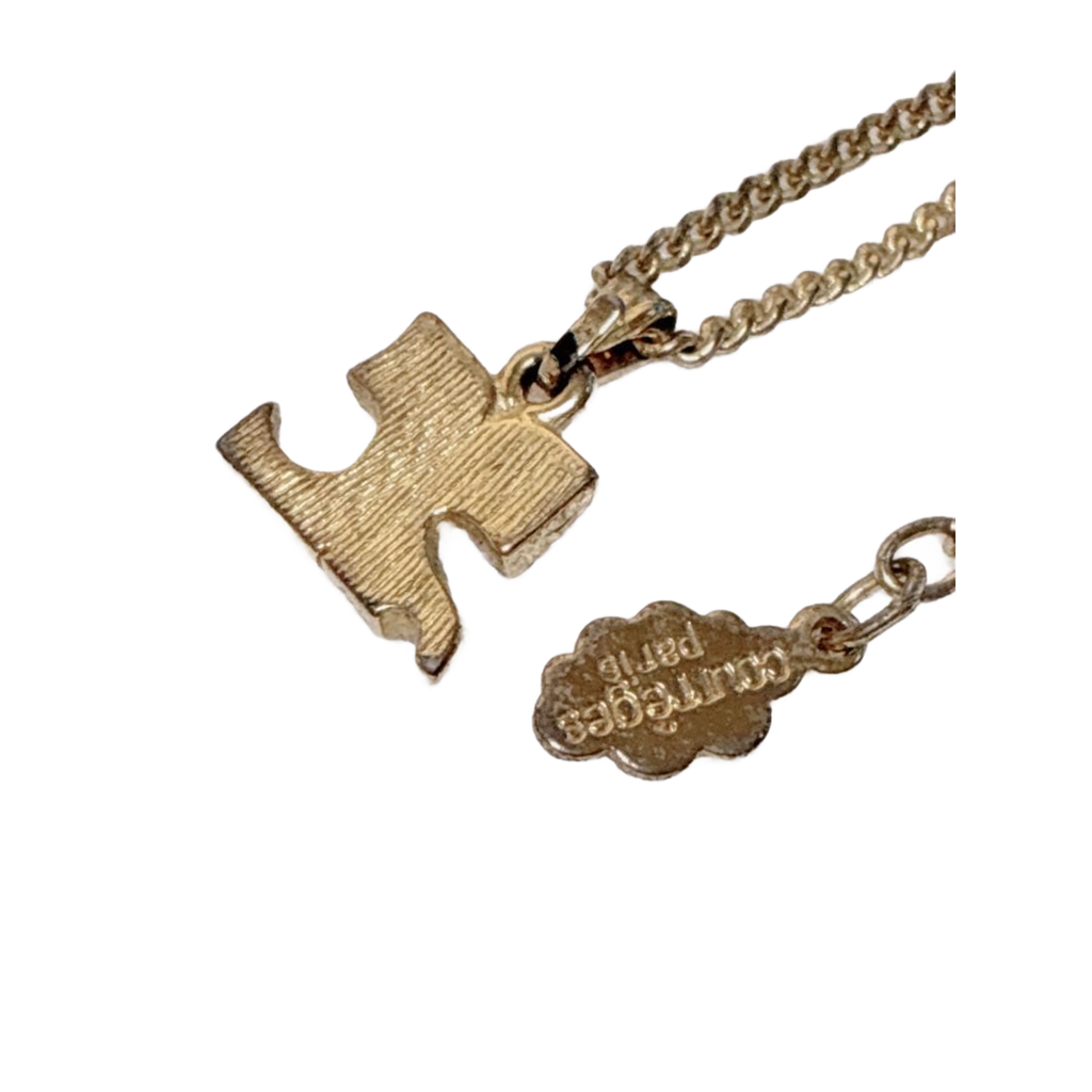 COURRÈGES Collier initiale logo ac or et strass