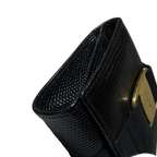 FERRAGAMO Porte-monnaie noir cuir grainé avec boite/facture