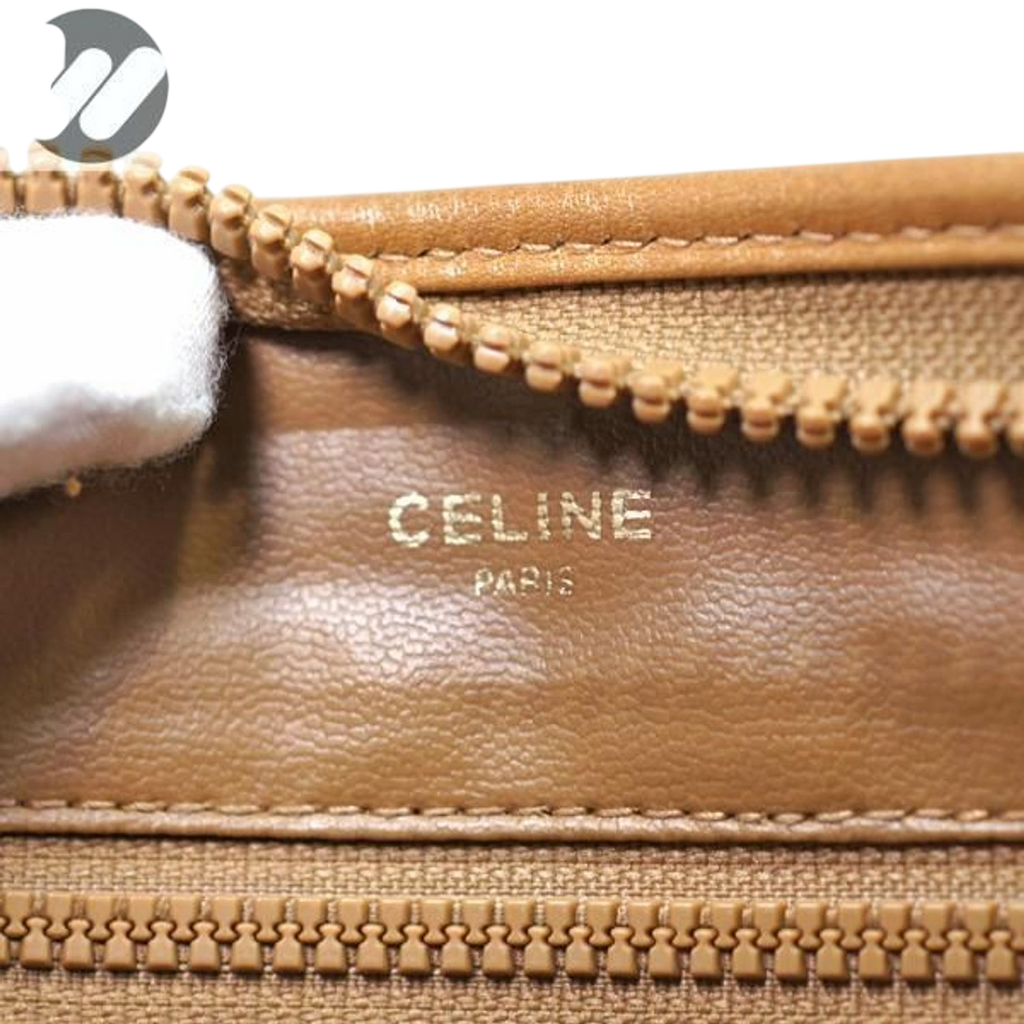 Celine Macadam Monogram Coated Canvas Leather Trim Clutch Bag Pouch