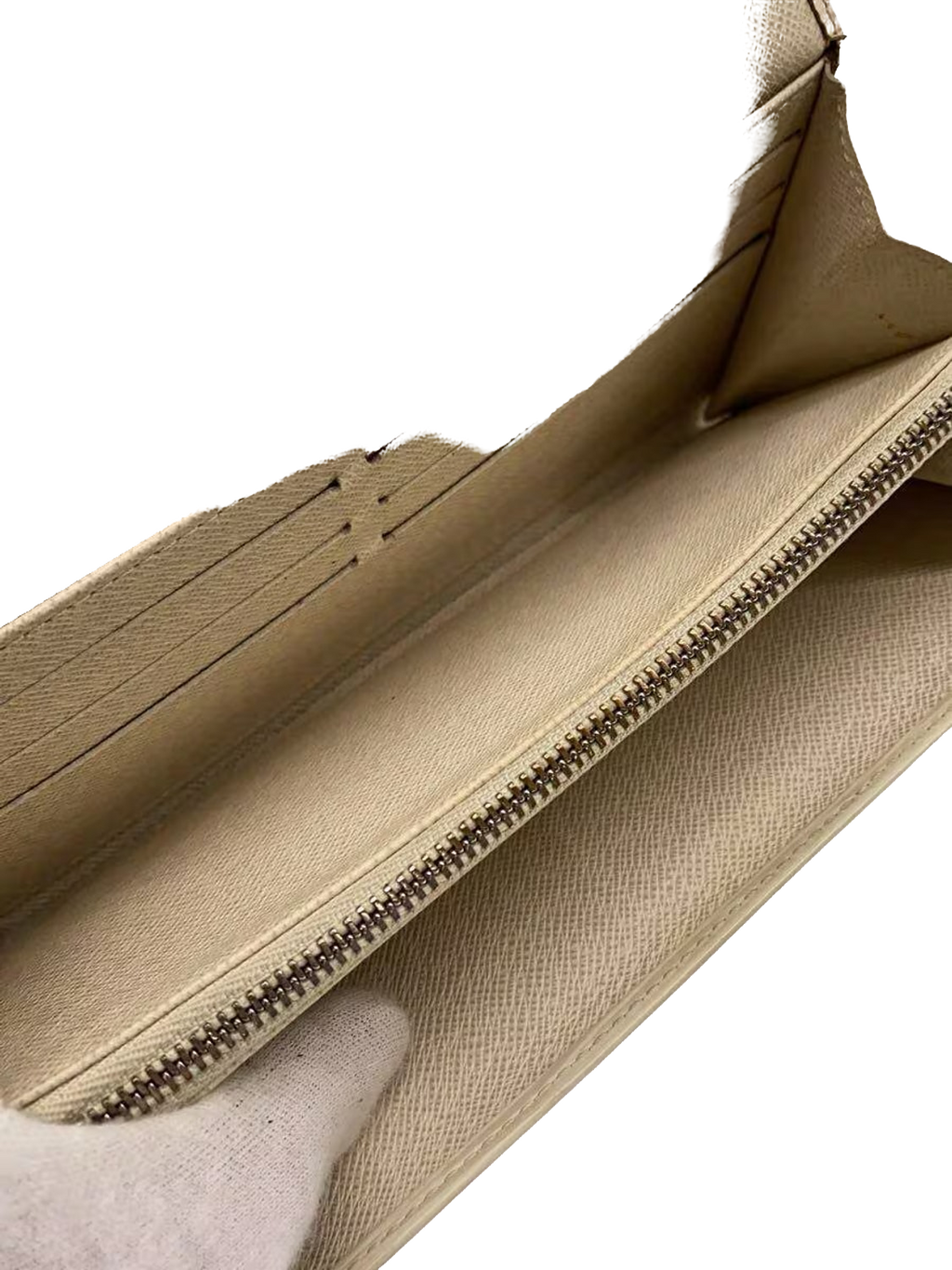 LOUIS VUITTON Portefeuille long Sarah cuir Épi beige quincaillerie dorée