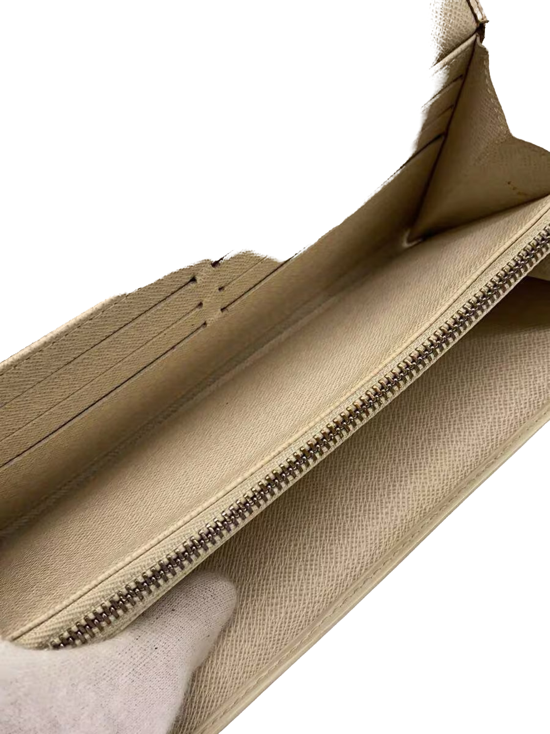 LOUIS VUITTON Portefeuille long Sarah cuir Épi beige quincaillerie dorée