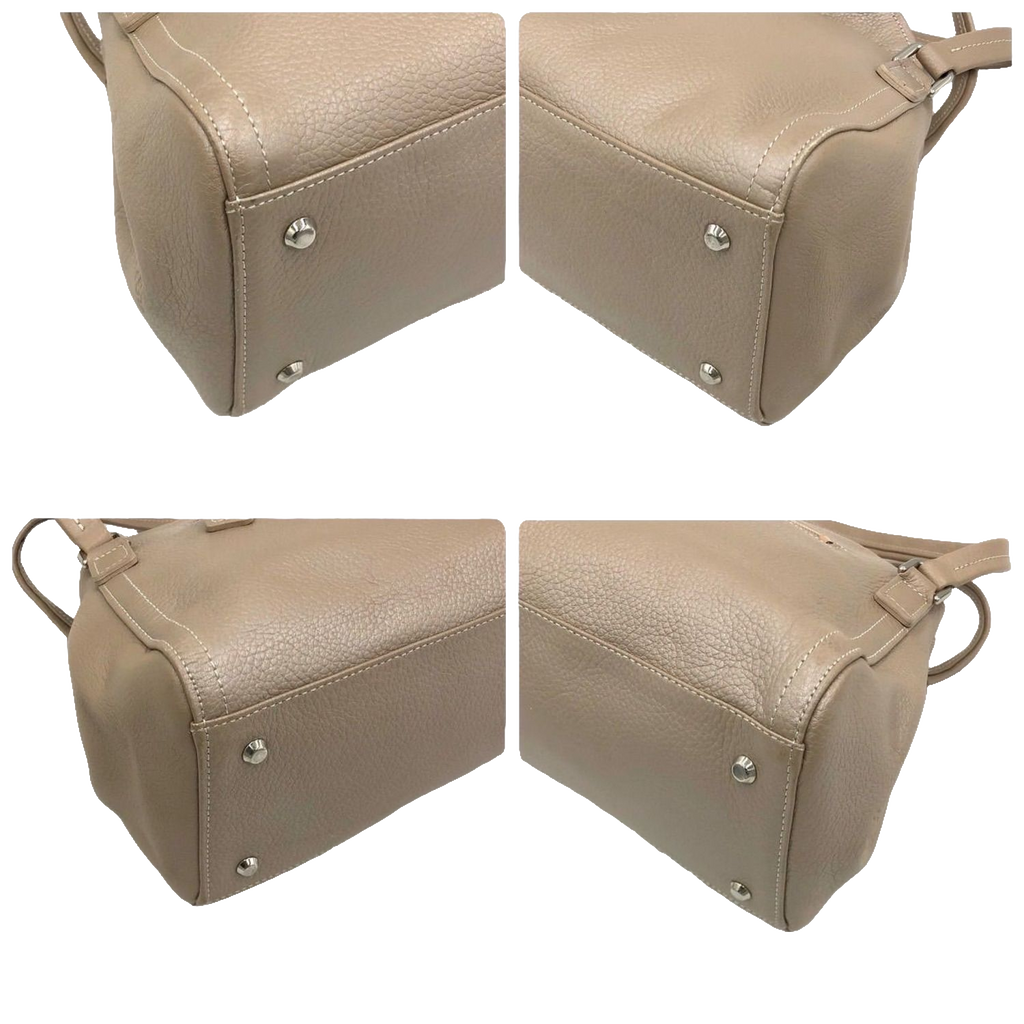 UNGARO Grand sac souple cuir grainé beige taupe logo U