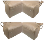 UNGARO Grand sac souple cuir grainé beige taupe logo U