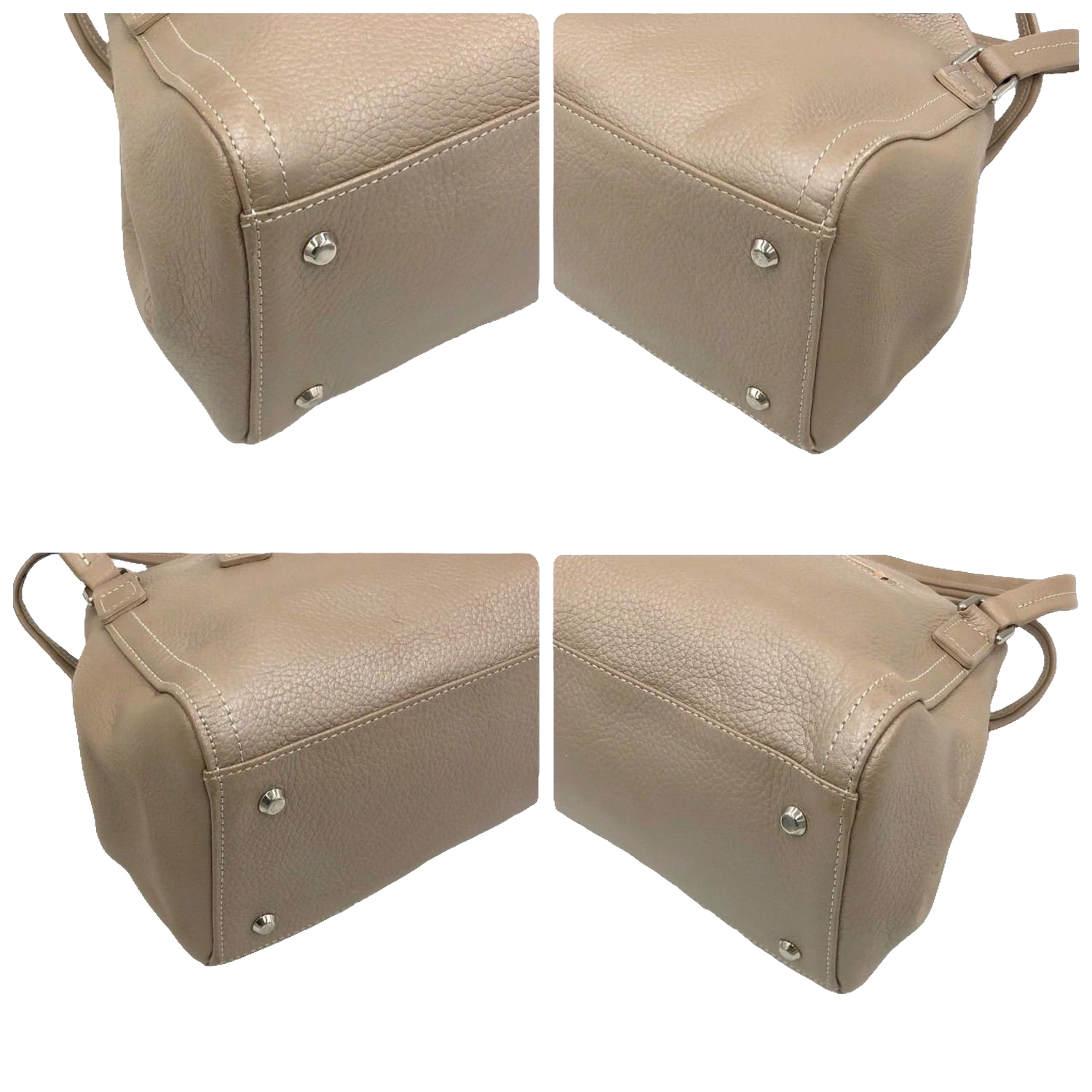 UNGARO Grand sac souple cuir grainé beige taupe logo U