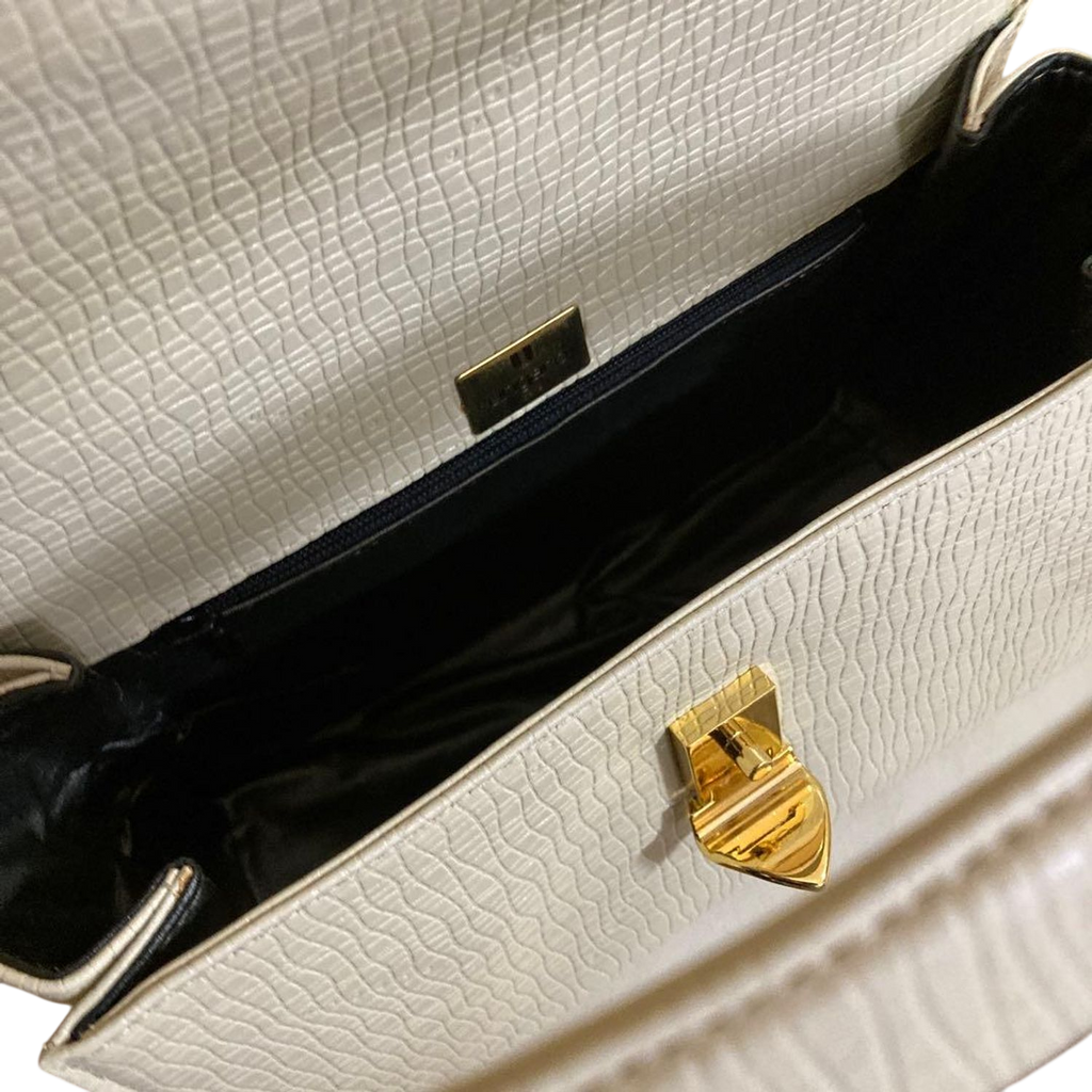 Ungaro Cream Leather Top Handle Bag