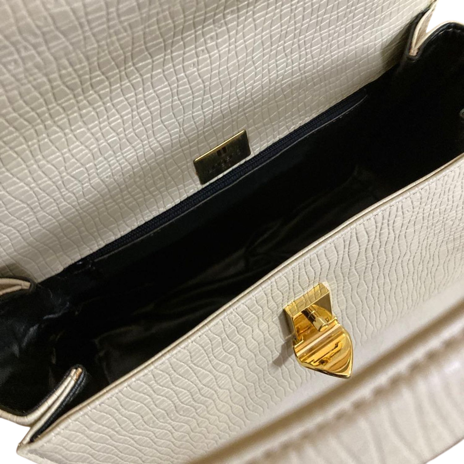 Ungaro Cream Leather Top Handle Bag
