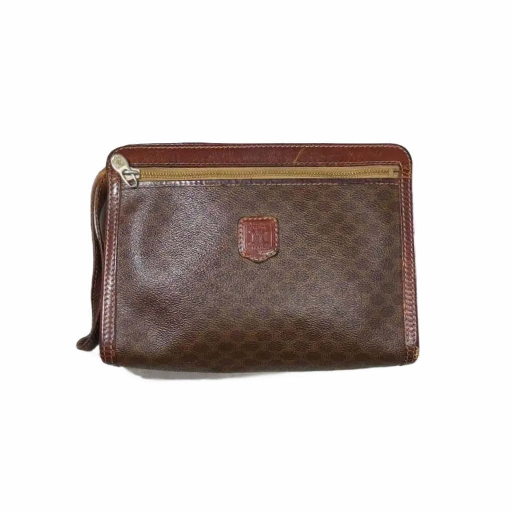 CELINE Pochette Celine en cuir PVC Macadam PM
