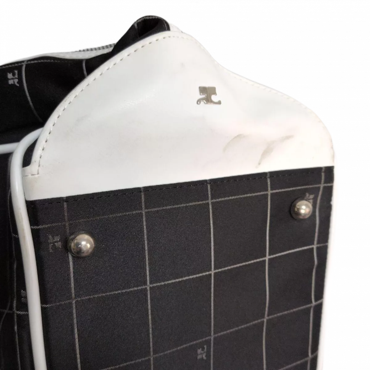 COURRÈGES Sac Boston Courrèges Y2K Noir blanc carreaux Grande Capacité
