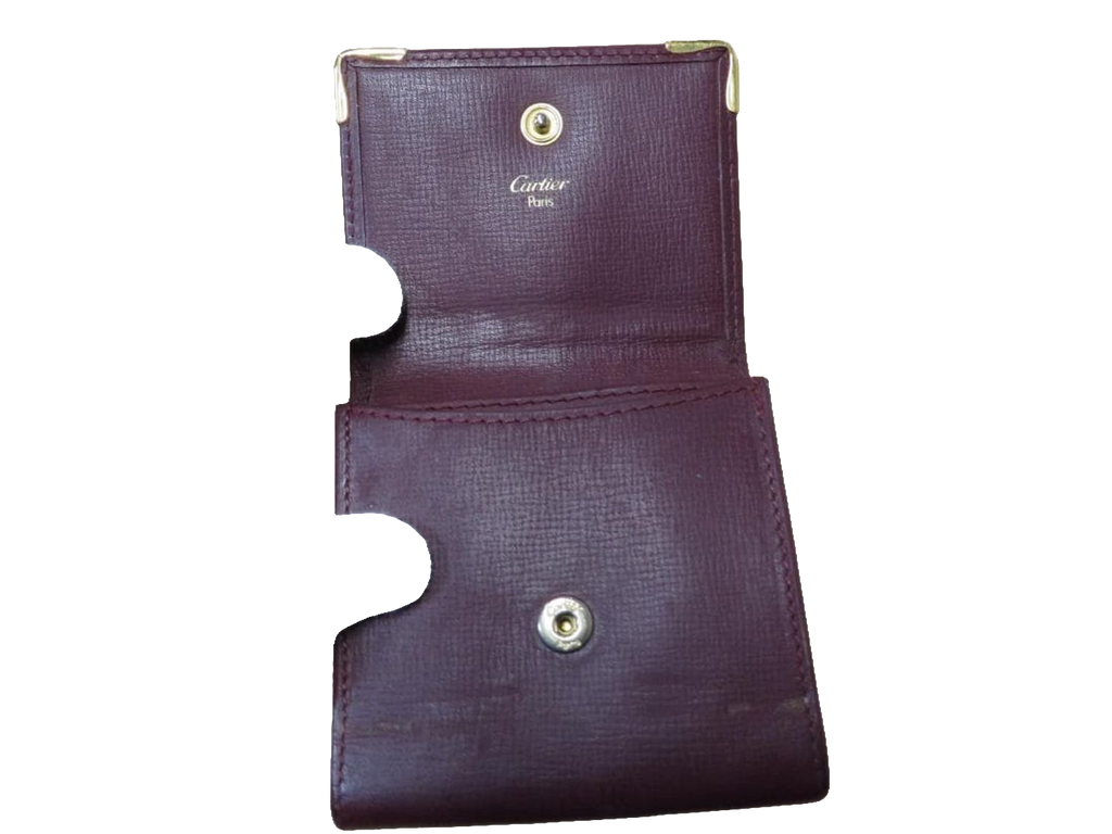 CARTIER Porte-monnaie compact cuir bordeaux