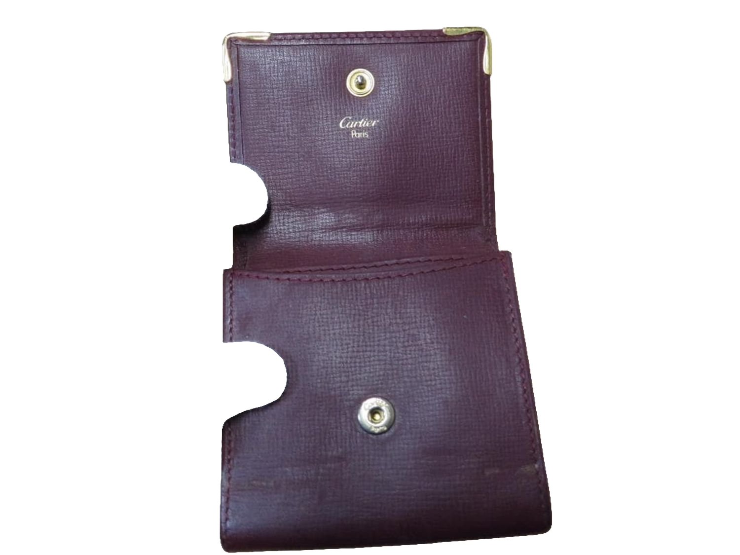 CARTIER Porte-monnaie compact cuir bordeaux