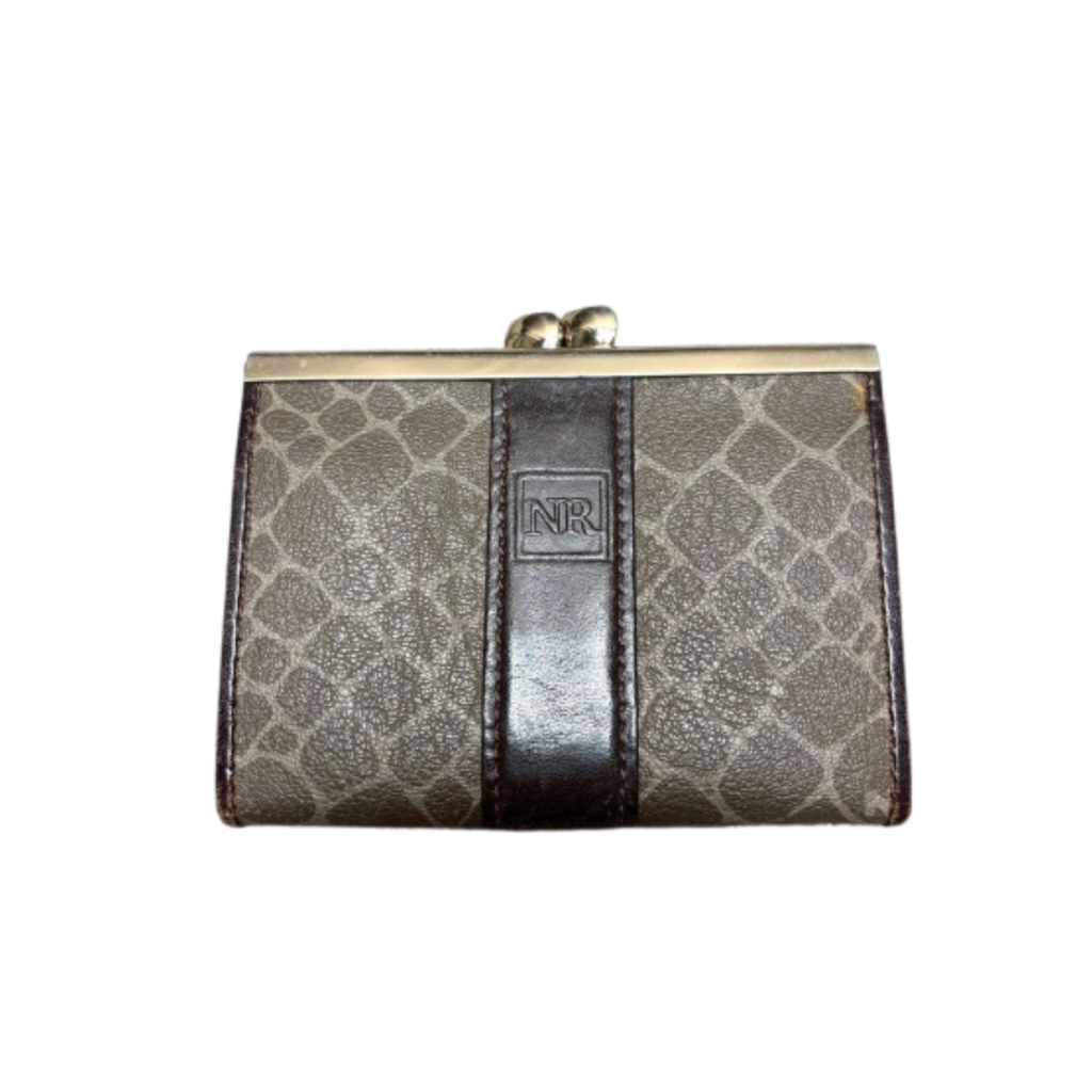 NINA RICCI Porte-monnaie fermeture à fermoir marron gris