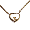 Courreges Necklace Gold Heart Pendant Rhinestone Logo Chain Vintage