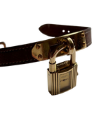 HERMES Kelly Lock Gold-Tone Brown Leather Swiss Made Watch