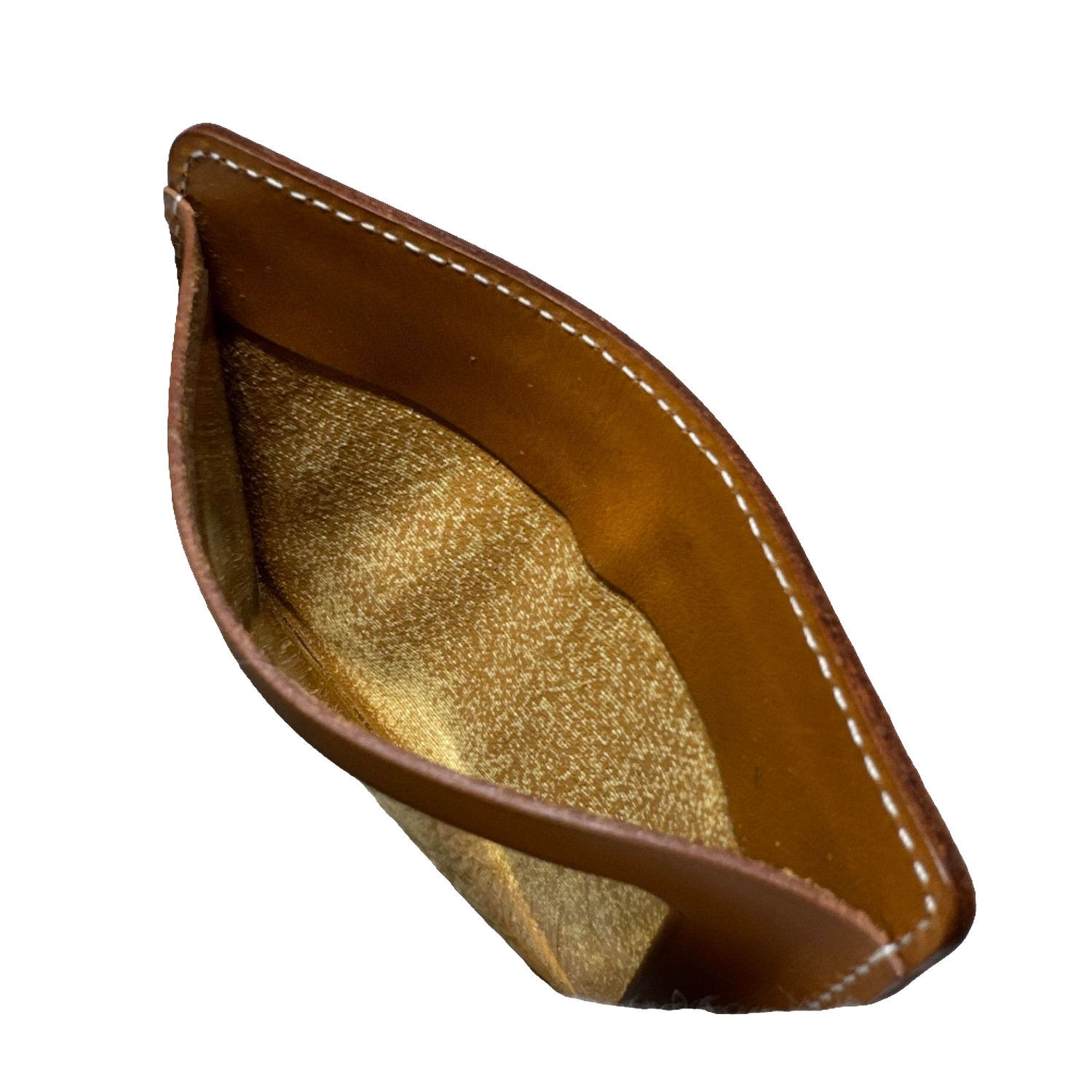 Courrèges Card Holder Brown Leather Vintage Slim ID Window Case