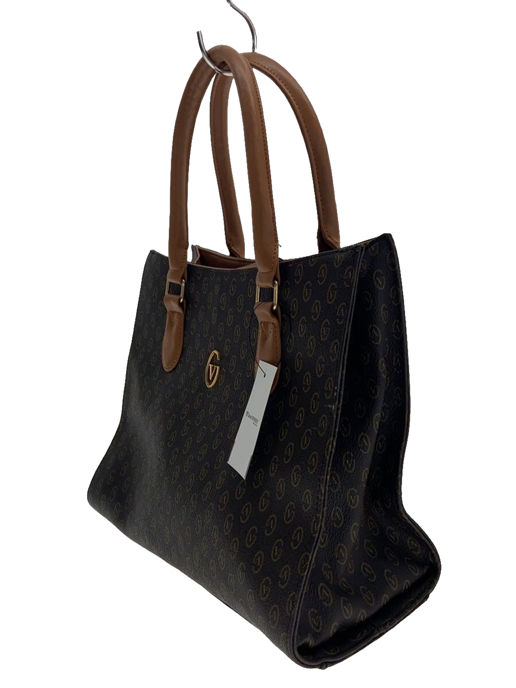 VALENTINO Garavani Sac tote toile monogramme V marron cuir camel