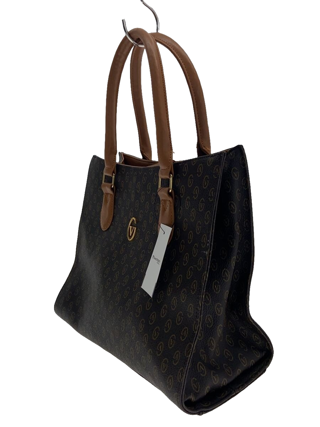VALENTINO Garavani Sac tote toile monogramme V marron cuir camel